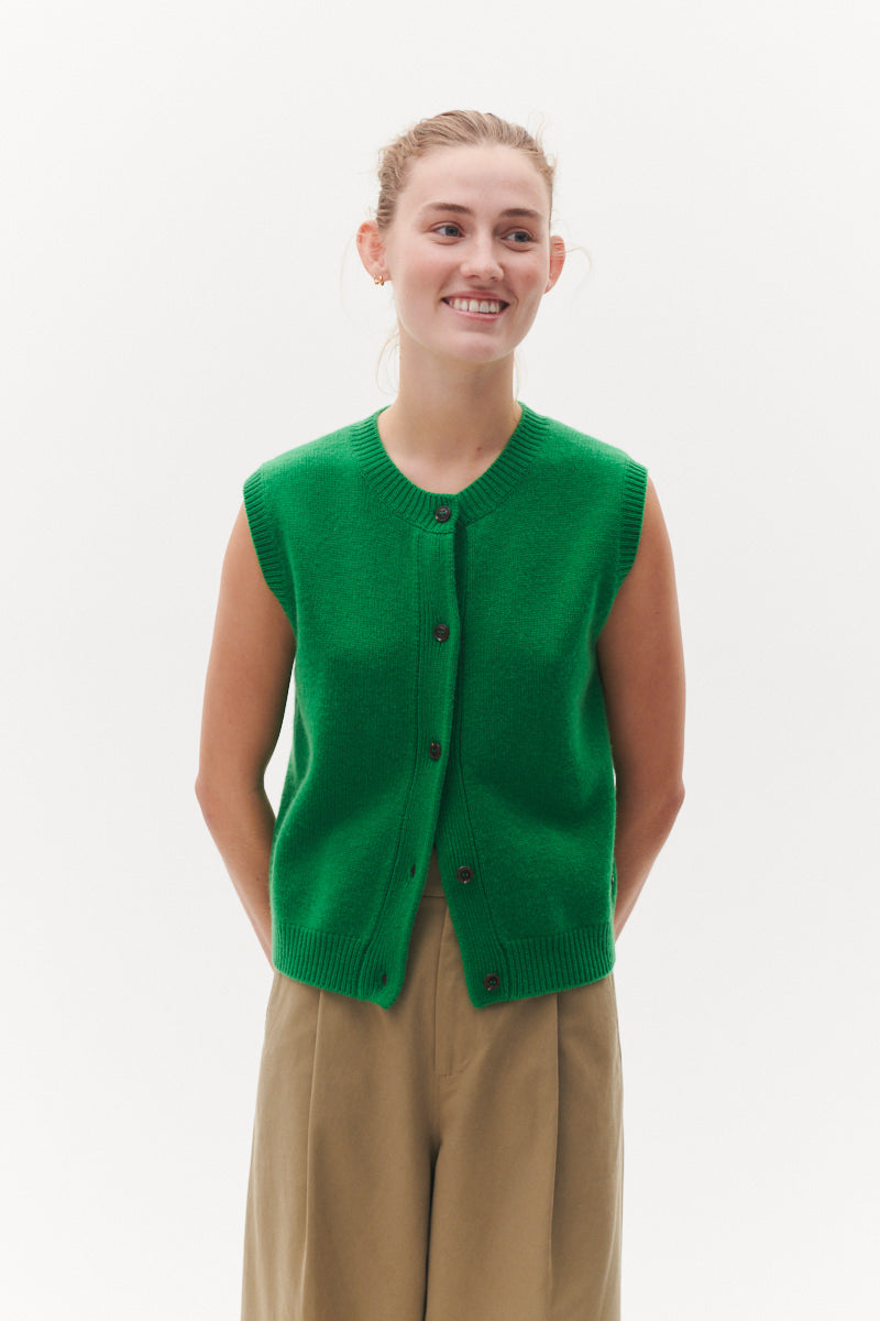 Beta Studios Mercedes Vest Uld/Cashmere Tops Emerald Green
