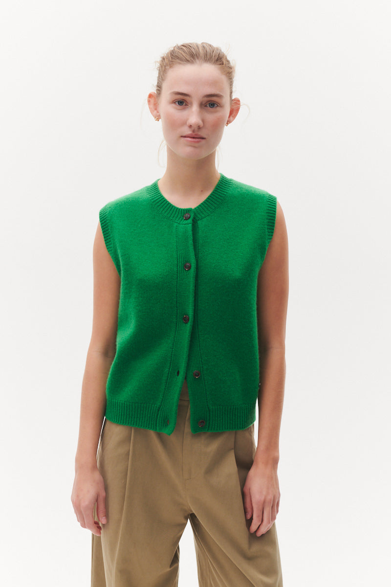Beta Studios Mercedes Vest Uld/Cashmere Tops Emerald Green