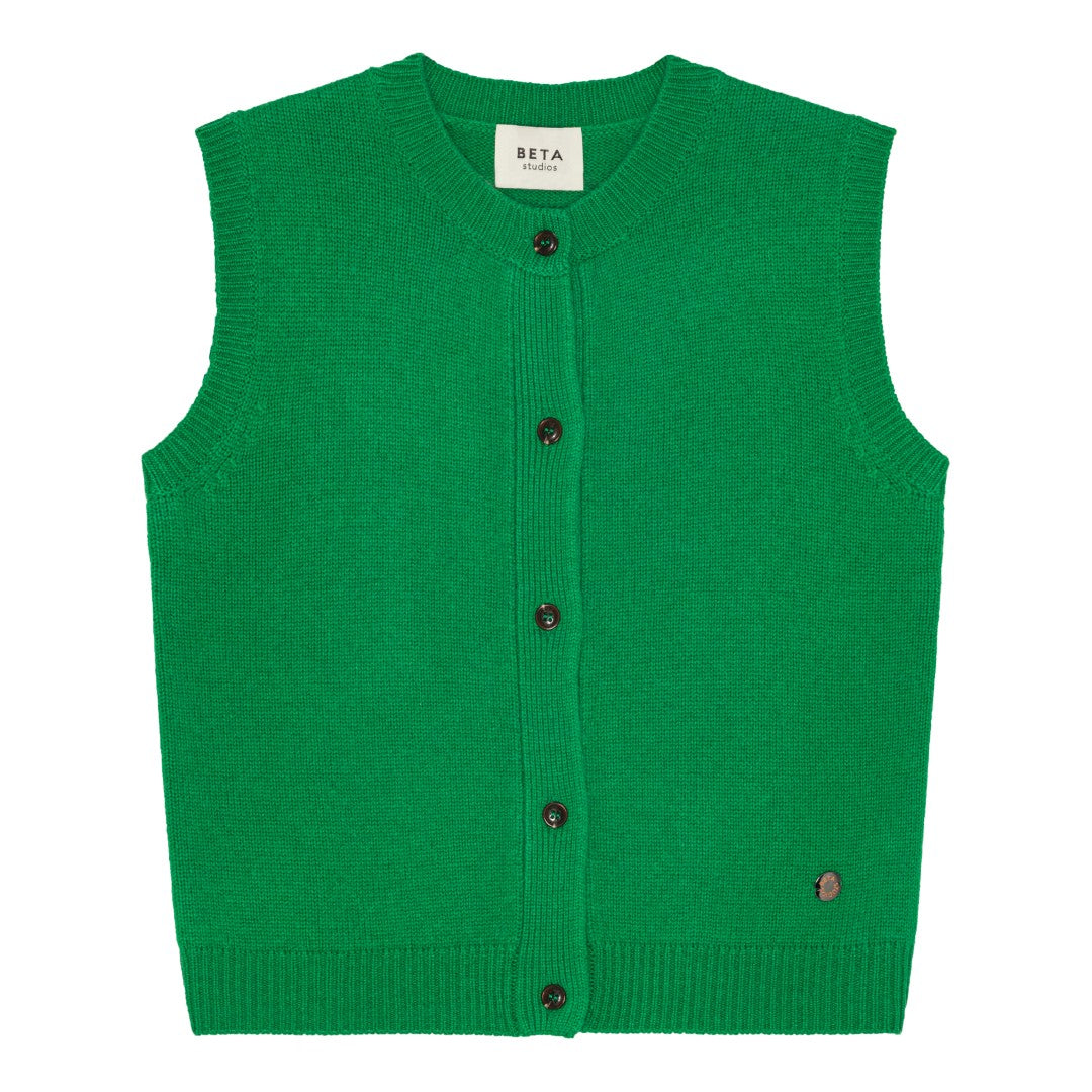 Beta Studios Mercedes Vest Uld/Cashmere Tops Emerald Green