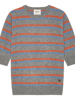 Mini Stripes Lady Sleeve - Grey Melange/Turtle Dove Blue/Fresh Zest Orange