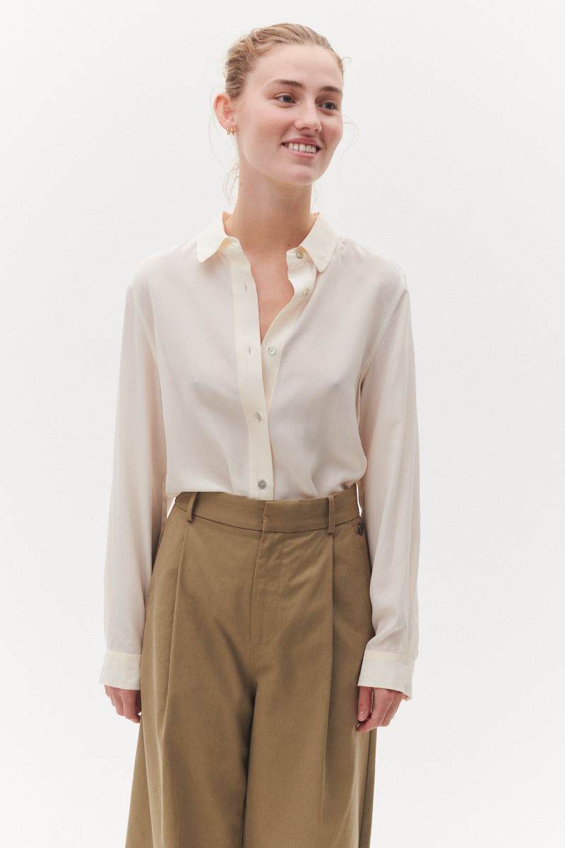 Beta Studios Morgan Silk Shirt Shirt Whisper White
