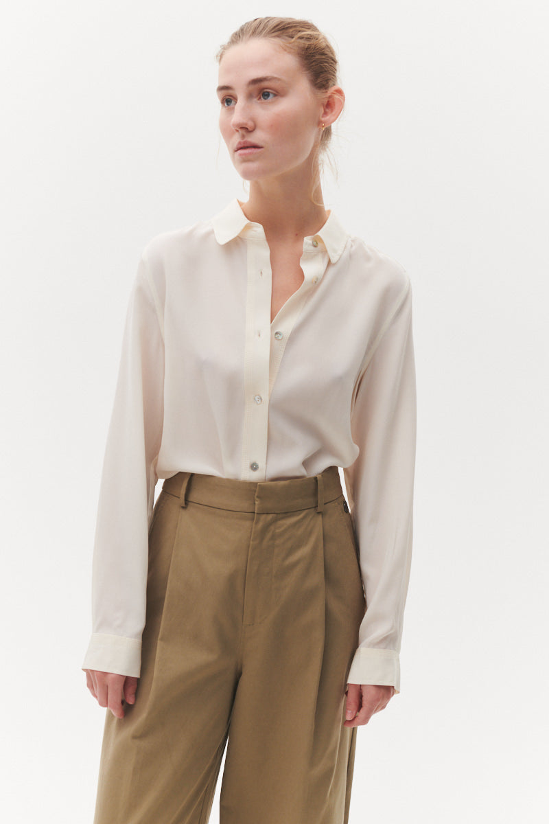Beta Studios Morgan Silk Shirt Shirt Whisper White