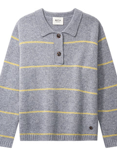 Naomi Striped Polo - Grey Melange/Limelight