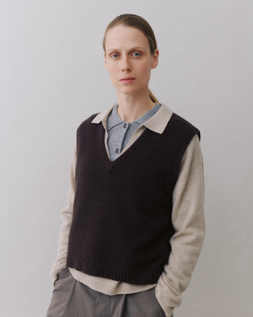 Beta Studios Nete Polo Cardigan Cashmere Cardigan Grey Melange