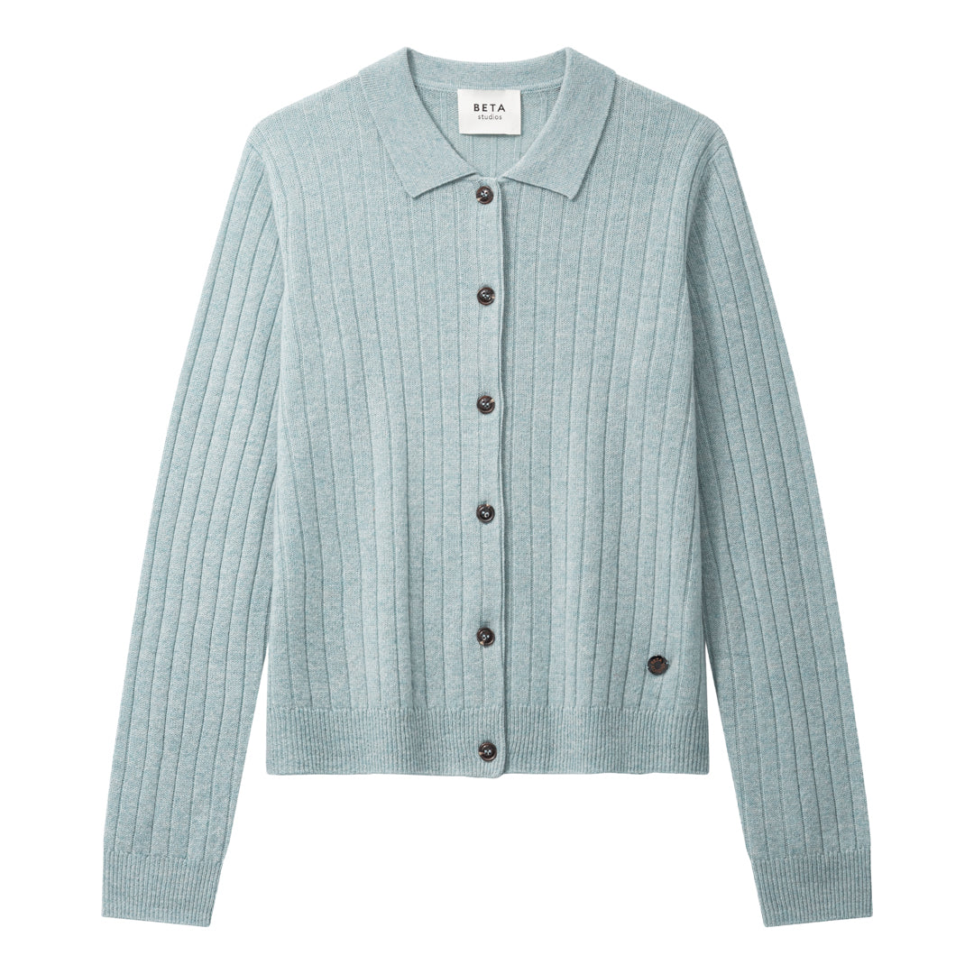 Beta Studios Nete Polo Cardigan Cashmere Cardigan Pearl Blue