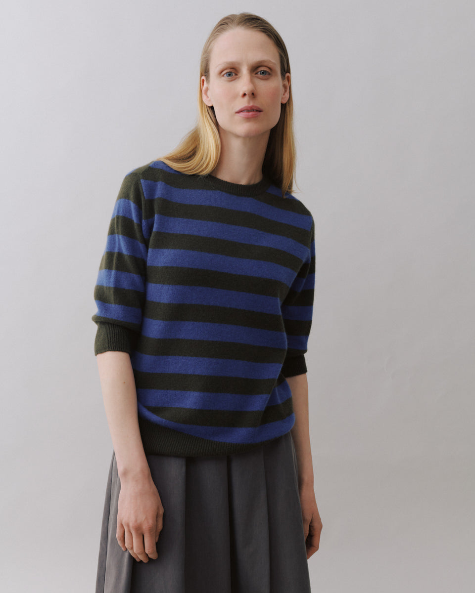 Beta Studios Nickie Lady Sleeve Cashmere Tops Topiary Green/Soft Denim