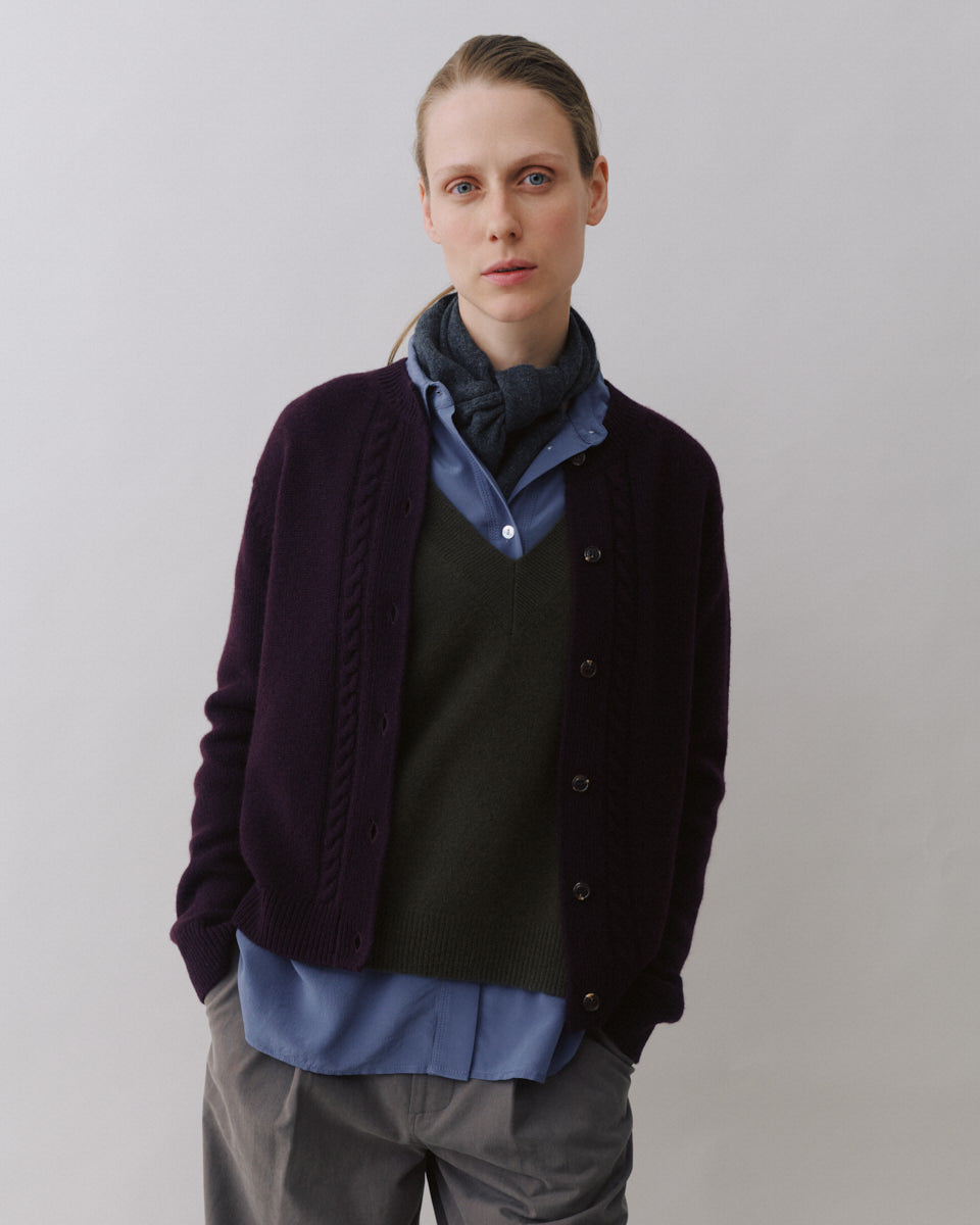 Beta Studios Nille Cardigan Uld/Cashmere Tops Dark Fig