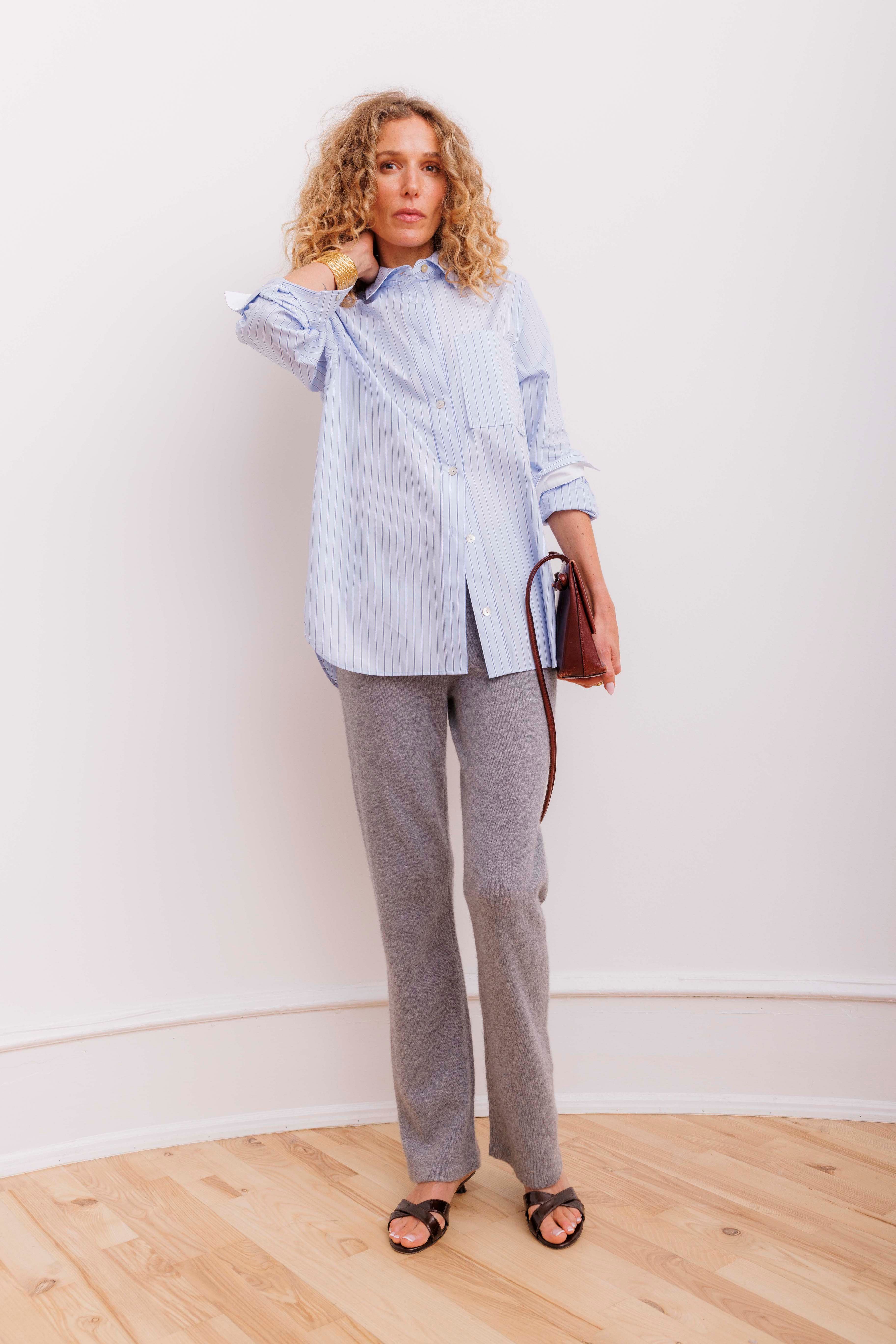 Beta Studios Alba Straight Pants Cashmere Pants Grey Melange
